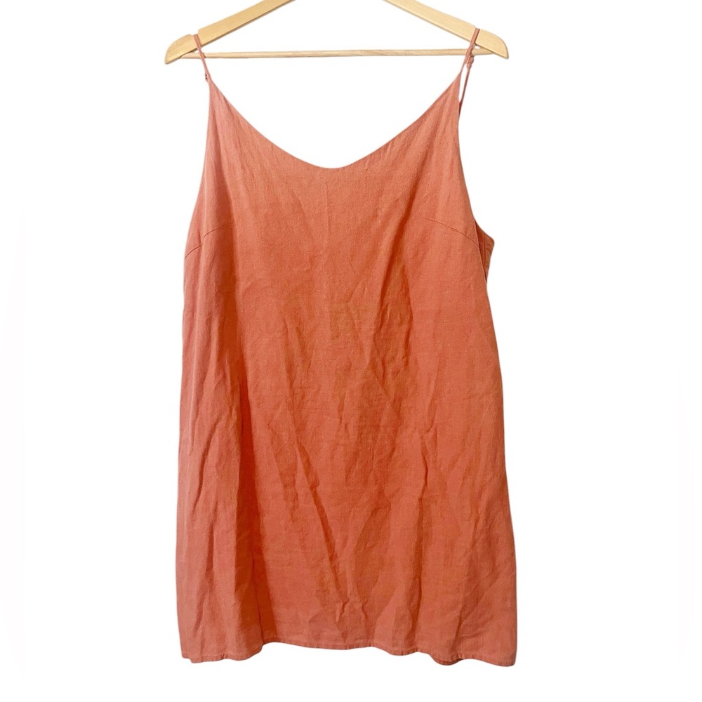 Billabong Women’s Terracotta Boho‎ Linen Blend Slip Mini Dress Size 12 Large